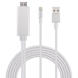 Lightning To HDMI Adapter Lightning Digital Av Adapter 1080P With Lightning Charging Port For Select Iphone Ipad And Ipod Models And Hdtv Monitor Projector White