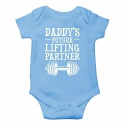 Daddy's Future Lifting Partner - Funny Cute Infant Creeper One-piece Baby Bodysuit Light Blue 12 Months