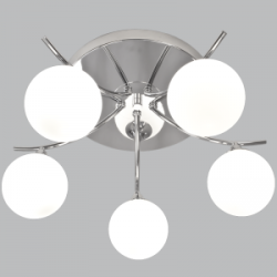 Bright Star Lighting - Polished Chrome Ceiling Fitting With White Glass