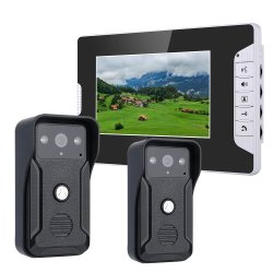 Ennio 7 Inch Video Door Phone Doorbell Intercom Kit 2 Camera 1 Monitor Night Vision