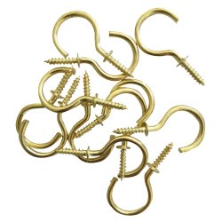 25MM Cup Hook Round Brass Plated PK12
