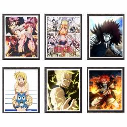 Fairy Tail Original Fire Anger Natsu Steel Of Gajeel Lucy Canvas Art Print For Room Decor 8 X 10 Inches Set Of 6 No Frame