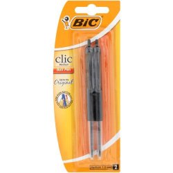 BIC Clic Medium Pens Black 2 Pack