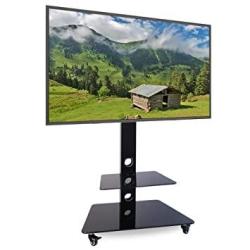 Abccanopy Tv Cart Rolling Trolley Mount Tv Stands W wheels Rolling Monitor Stand With Adjustable Shelf For 32-65 Inch LED Lcd Oled Flat Screen Plasma