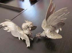 Rare Vintage Silver Plated Fighting Cock Figurines - 1950's - R500 Knocked Of The Price