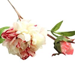 Artificial Flower Artificial Peony Silk Blossoms Bouquet Arrangements Bridal Home Diy Floor Garden Office Wedding Tiean Decor White