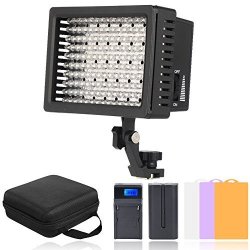 Hakutatz 160 LED Dimmable Ultra High Power Panel Video Light Kit 2600MAH Battery USB Battery Charger Carrying Case 3 Filters For Canon Nikon Pentax