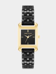 Anne Klein Gold Plated Rectangular Black Ceramic Bracalet Watch