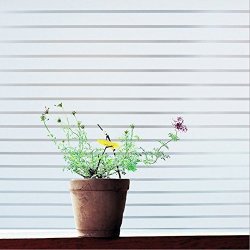Mondora Garden Zealott Fine Stripe Window Film No-glue Decorative Privacy Glass Window Film Non-adhesive Frosted Static Cling Stained Glass Window Film For Office Home Bathroom 17.7-BY-78.7 Inches
