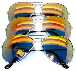 Aviator Classic Sunglasses Black Silver Bronze Gold Blue Green Yellow White... 3 Pairs Revo Owl.