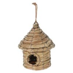 Natural Seagrass Birdhouse Nest And Feeder