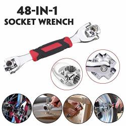 48 In 1 Multifunction Adjustable Tiger Wrench Hand Tool 360 Degree Rotatable Head Rubber Handle Wrench J3 Universal Spanner Tool For Home Car Repair