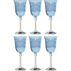 Gioielli Da Tavola Blue Tinted Ornate Wine Glasses