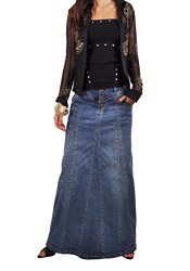 Style J Victoria Casual Long Jean SKIRT-BLUE-36 16