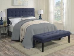 Kelvin Bed End Bench - 1200 X 400 X 450 Black Upholstery Linen Textured