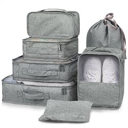 Packing Cubes 7 Pcs Travel Luggage Packing Organizers Set With Laundry Bag By Nicepack Grey