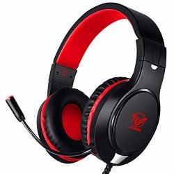 Karvipark H-10 Gaming Headset For Xbox ONE PS4 PC NINTENDO Switch|noise Cancelling Bass Surround Sound Over Ear 3.5MM Stereo Wired Headphones With MIC For Clear Chat Red