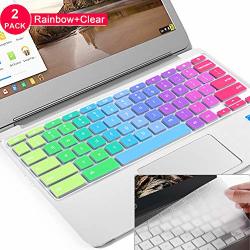 2PCS Lapogy Keyboard Cover For Dell Chromebook 11.6 Inch Dell Chromebook 3100 3120 3180 3189 3181 5190 Dell Chromebook Keyboard Cover 13.3 Dell Chromebook 3380 Rainbow+clear