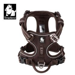 Truelove Pet Reflective Nylon Dog Harness No Pull Adjustable Medium Large Naughty Dog Vest Safety Vehicular Lead Walking Running - Brown XS