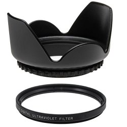 58MM Uv Filter + 58MM Tulip Lens Hood For Canon Ef 75-300MM F 4.0-5.6 III 58 Mm Ultraviolet Filter & 58 Mm Lens Hood