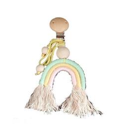 4AKID Rainbow Crochet & Wooden Baby Pacifier Clip - Green