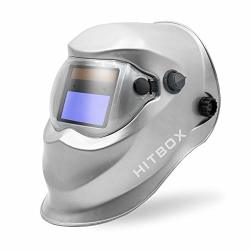 Hitbox Solar Powered Welding Helmet Auto Darkening Welder Helmet With Adjustable Shade Range 4 9-13 For Arc Mig Tig Welder Plamsma Cutter Mask Head Cap