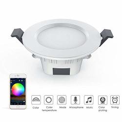 4 Inch Recessed Lamp Dimmable Smart LED Downlight Rgb 4.5WATTS 6500K Android Iphone App Controller Disk Light For Bedroom Kitchen