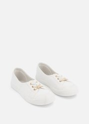 Lace-up Detail Canvas Slip-on Sneakers