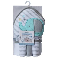 SNUGGLE TIME - Hooded Towel 3PK Facecloth Gift Set - Elephant