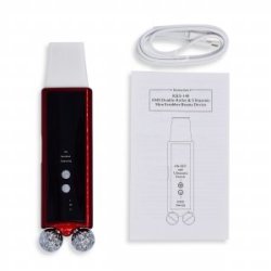 EMS Double Roller and Ultrasonic Skin Scrubber Red