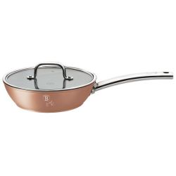24CM Marble Coating Deep Frypan With Lid - Bronze Titan Collection