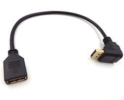 Dp To Dp Cable Haokiang 30CM 12INCH High Definition Gold Plated 90 Degree Left Displayport Dp To Dp Male To Female Audio And Video Extension