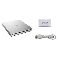 Pioneer BDR-XS06 Slim Portable Blu-ray Writer USB 3.0 Bd dvd cd 6X External Slot Burner Silver For Mac + Bonus Microfiber Disc Cleaner Cloth