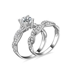 Jewelrypalace 1.5CT Infinity Cubic Zirconia Anniversary Promise Wedding Band Engagement Ring Bridal Sets 925 Sterling Silver Size 11