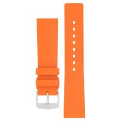 Pure Natural Rubber Watch Strap In Orange - 22MM Silver