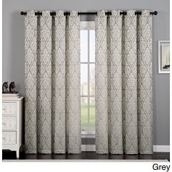 Vcny Home Calibra Jacquard 84 Inch Window Curtain Panel Grey