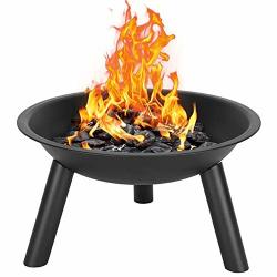 Wilbur Charley 22" Iron Fire Pit Portable Outdoor Fire Bowl Wood Burning Fireplace Black For Camping Outdoor Backyard Patio