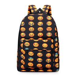 Nine Max Cute Emoji Printing School Bags - A Black