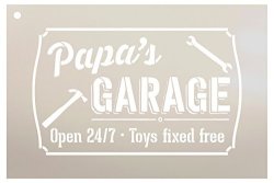 Papa's Garage - Open 24 7 Sign Stencil By STUDIOR12 Reusable Mylar Template Use To Paint Wood Signs - Pallets - Diy Grandpa