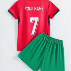 7 Name Custom Print Boys Breathable Short Sleeve Athletic T-Shirt & Shorts Set 2PCS Sports Training Quick-drying Soccer Jersey Set For Spring And Summer