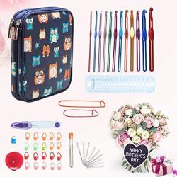 Teamoy Aluminum Crochet Hooks Set Knitting Needle Kit Organizer Carrying Case With 12PCS 2MM To 8MM Hooks And Complete Accessories All In One Place