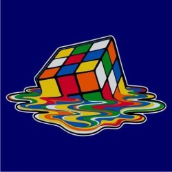 Melting Rubik's Cube Womens Hoodie Navy Small