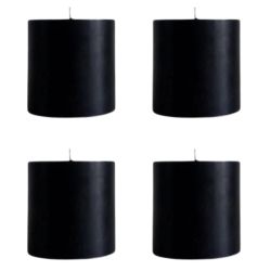 Classic Dripless Extra Long Burn Pillar Candle Black - 4 Pack