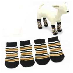 Cat Dog Socks Pet Horizontal Brown Stripe Cotton Knitted Anti-slip Socks