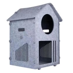 Grey Cat And Dog House