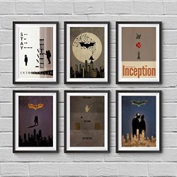 Christopher Nolan Minimalist Poster Set Of 6 Films Interstellar Batman Begins The Dark Knight The Dark Knight Rises Inception The Prestige Print Wall Artwork