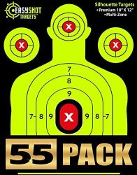 Easyshot 55-PACK Shooting Targets 18 X 12 Inch. Shots Are Easy To See With Our High-vis Neon Yellow & Red Colors. Thick Silhouette Paper