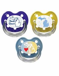 Baby Nova- Silicone Orthodontic Baby Pacifier 3 Pack - Each With Travel Cover - 6 Months And Older - Michigan