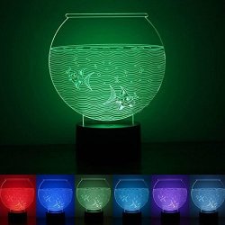 Superniudb 3D Fish Tank Night Light 3D LED USB 7 Color Change LED Table Lamp Xmas Toy Gift