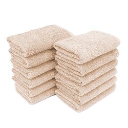 15" X 25" Magna Plus Beige Bleach Safe Salon Towels - 12 Pack